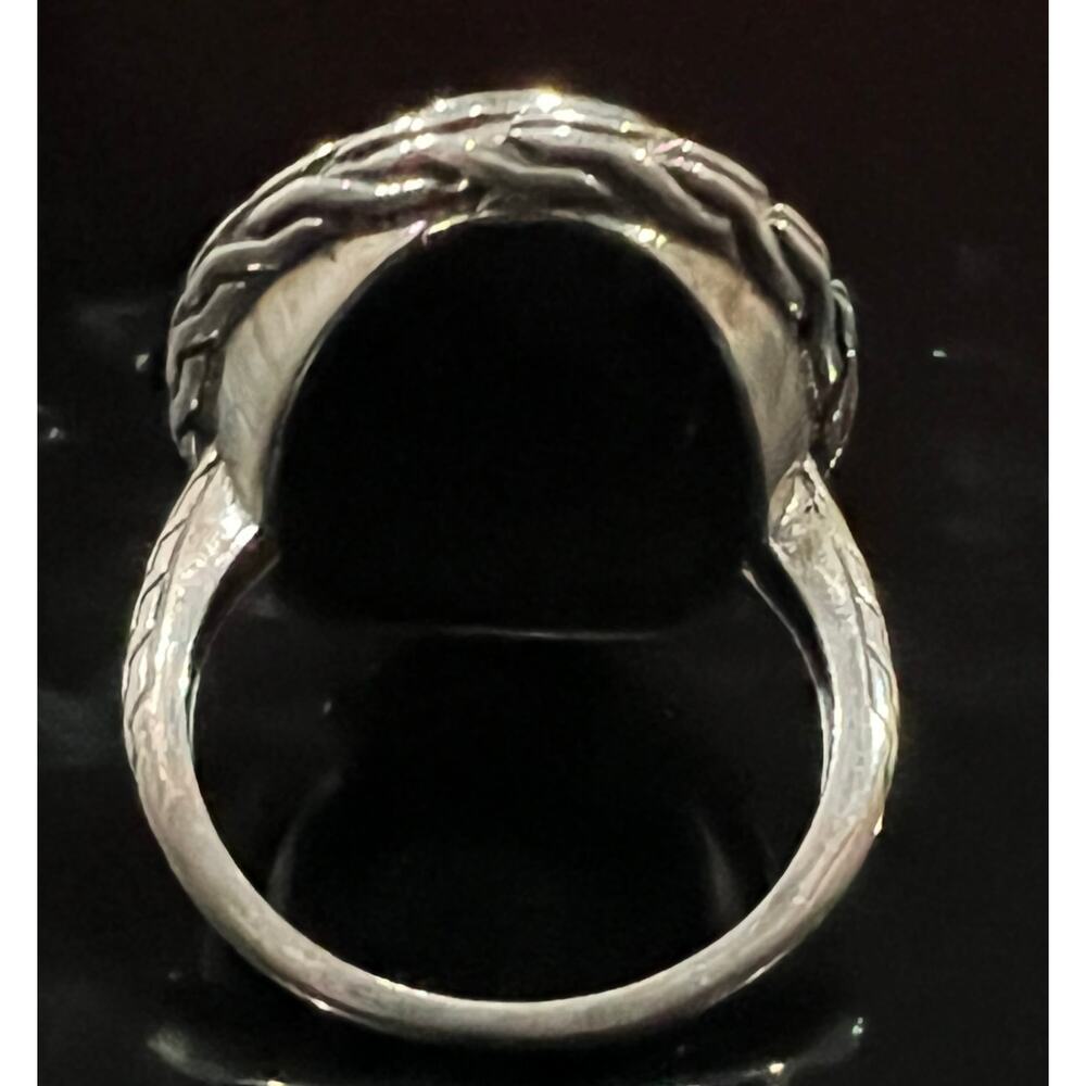 Large STS Sterling Silver & Lapis Lazuli Basket Weave Statement Ring - Picture 7 of 12